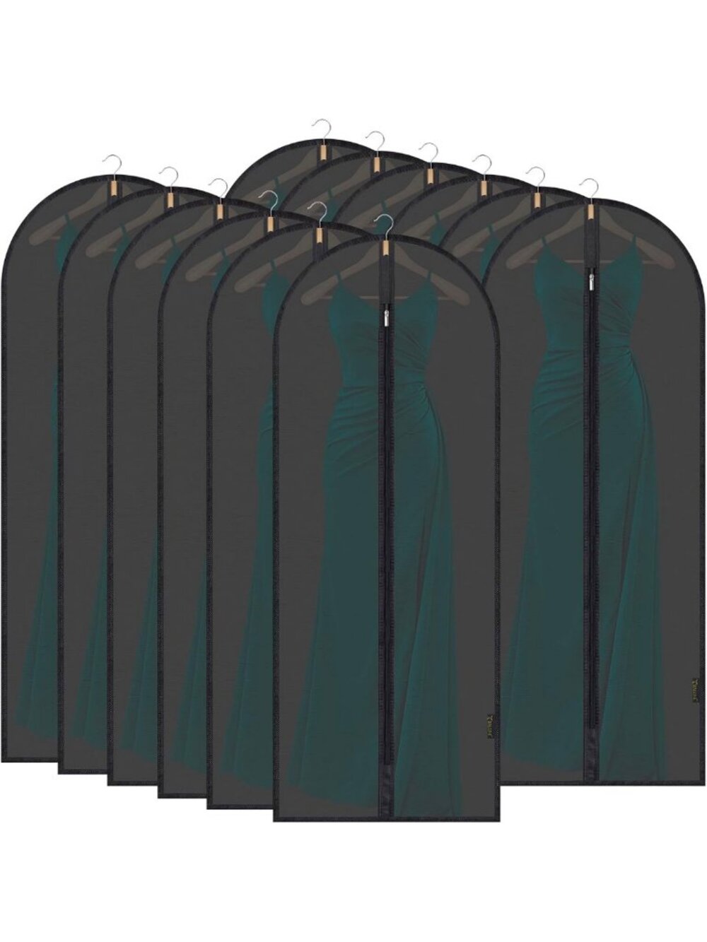 12-Pack Hanging Garment Bags, 60" Suit Storage for Closet & Travel, Dustproof